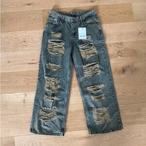 The Ragged Priest - Dirty Wash Shredded Release Jeans in Brown & Green
